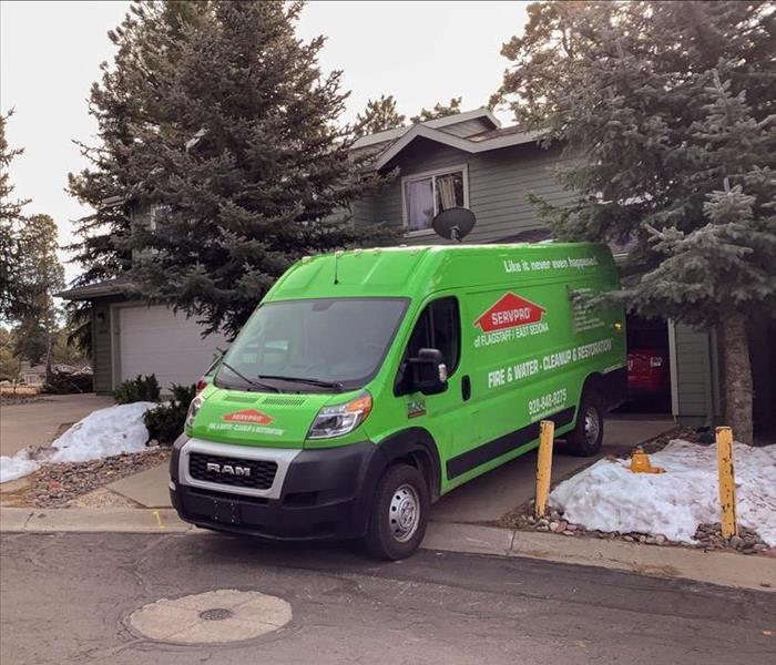 SERVPRO van in West Flagstaff responding to a burst pipe that flooded a home